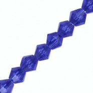 Faceted glass bicone beads 4mm Tranparent medium blue